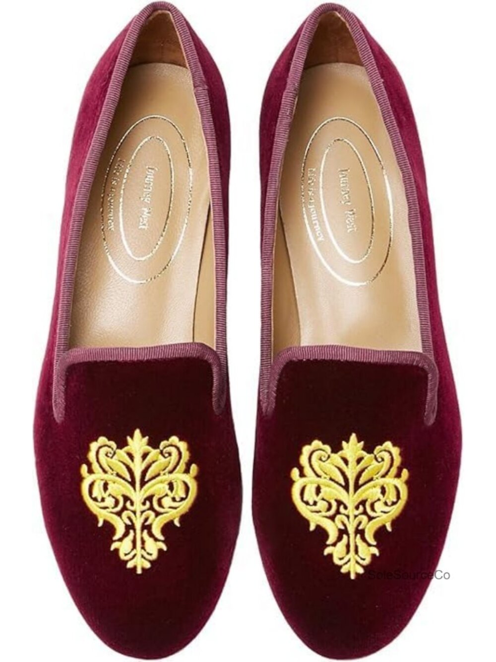 Velvet Loafer Flats with Embroidery Slip-On Smoking Slippers